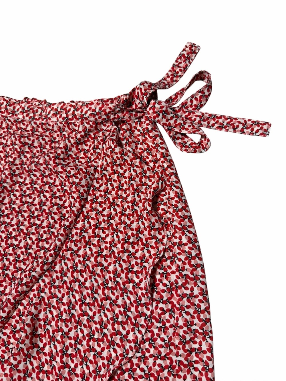 Max Studio Ditsy Floral RedWrap Midi Skirt Romantic Boho Size S - Picture 6 of 11